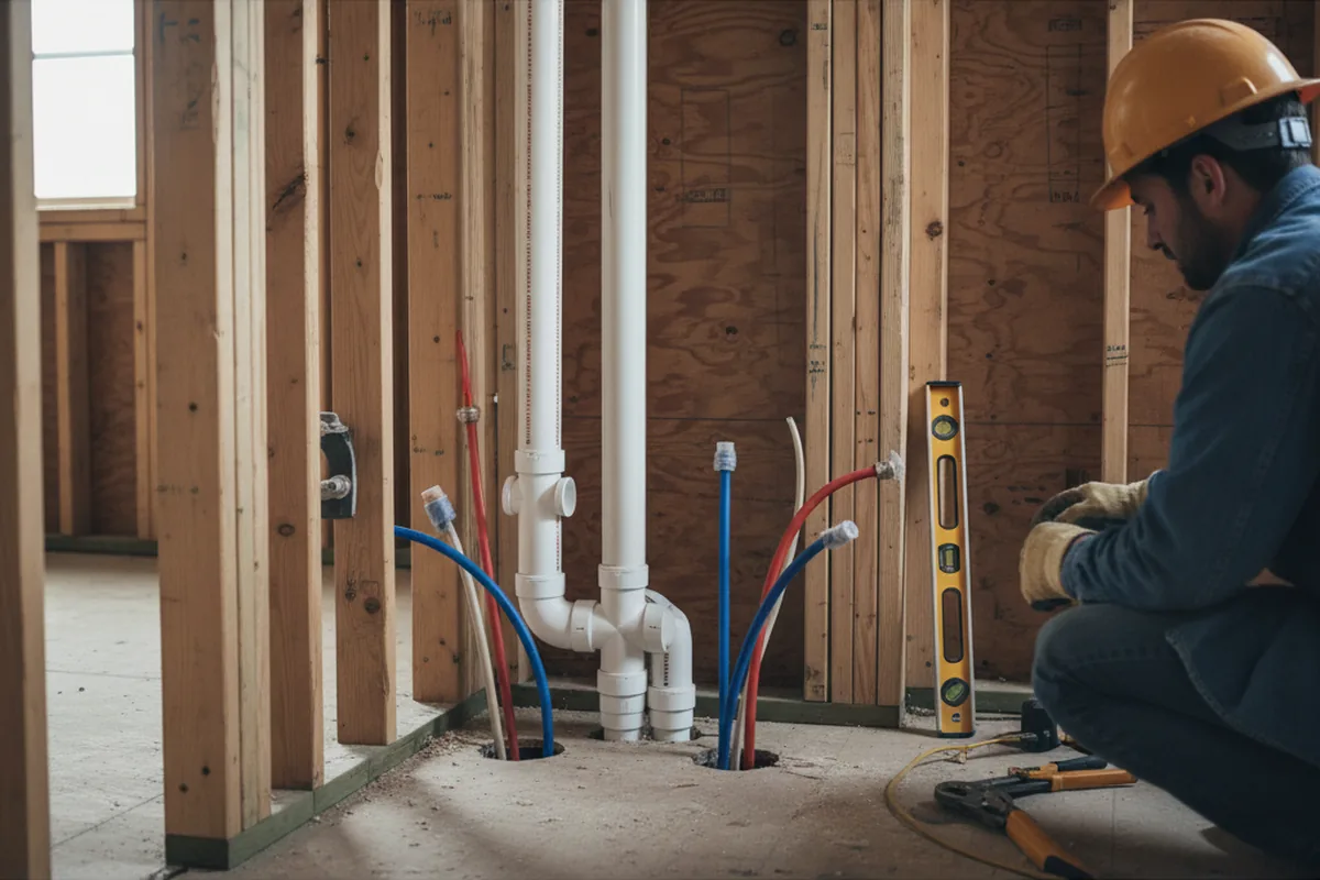 Drain and supply rough-in during Toilet Repair and Installation in Jamesville
