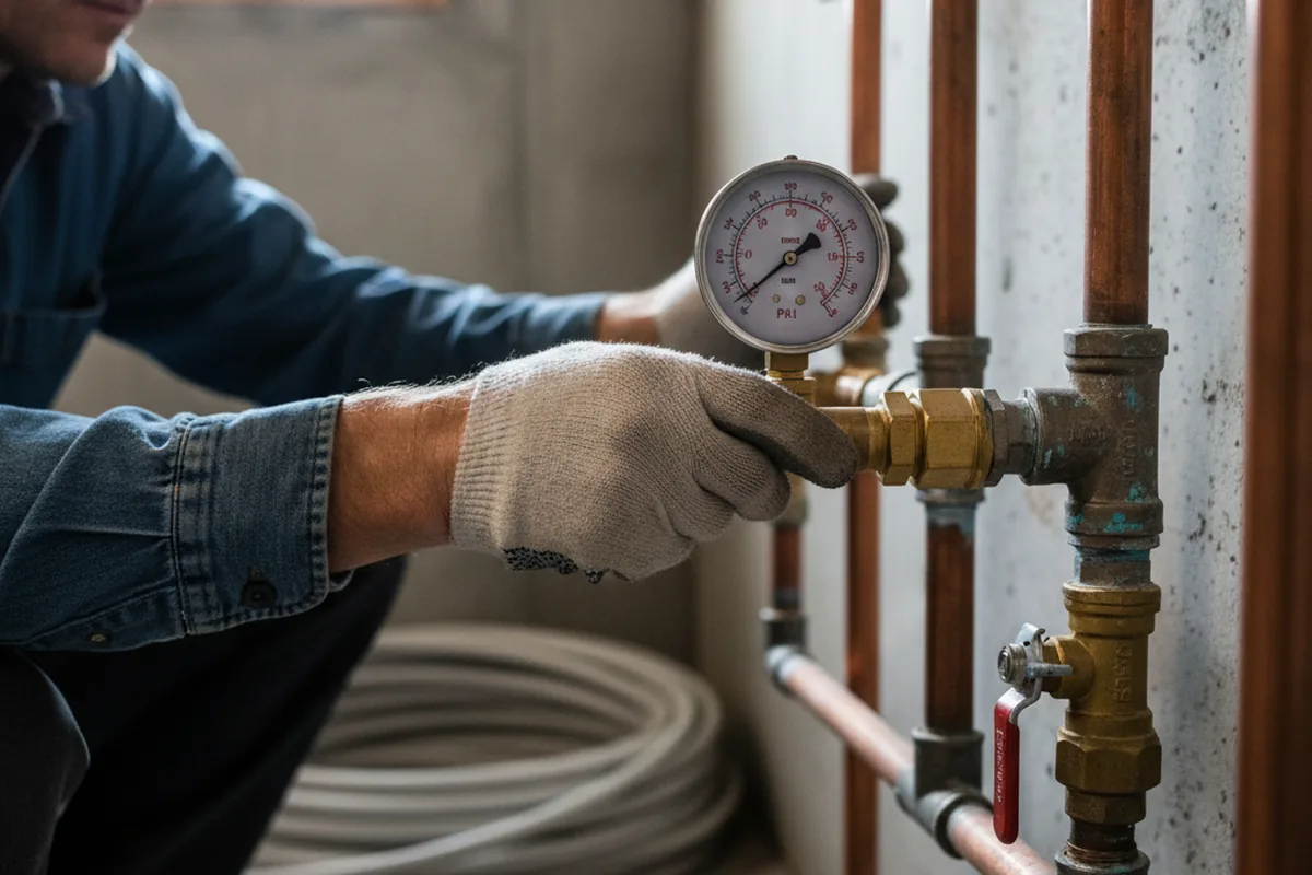 Pressure testing a repaired line during Water Line Repair in Jamesville